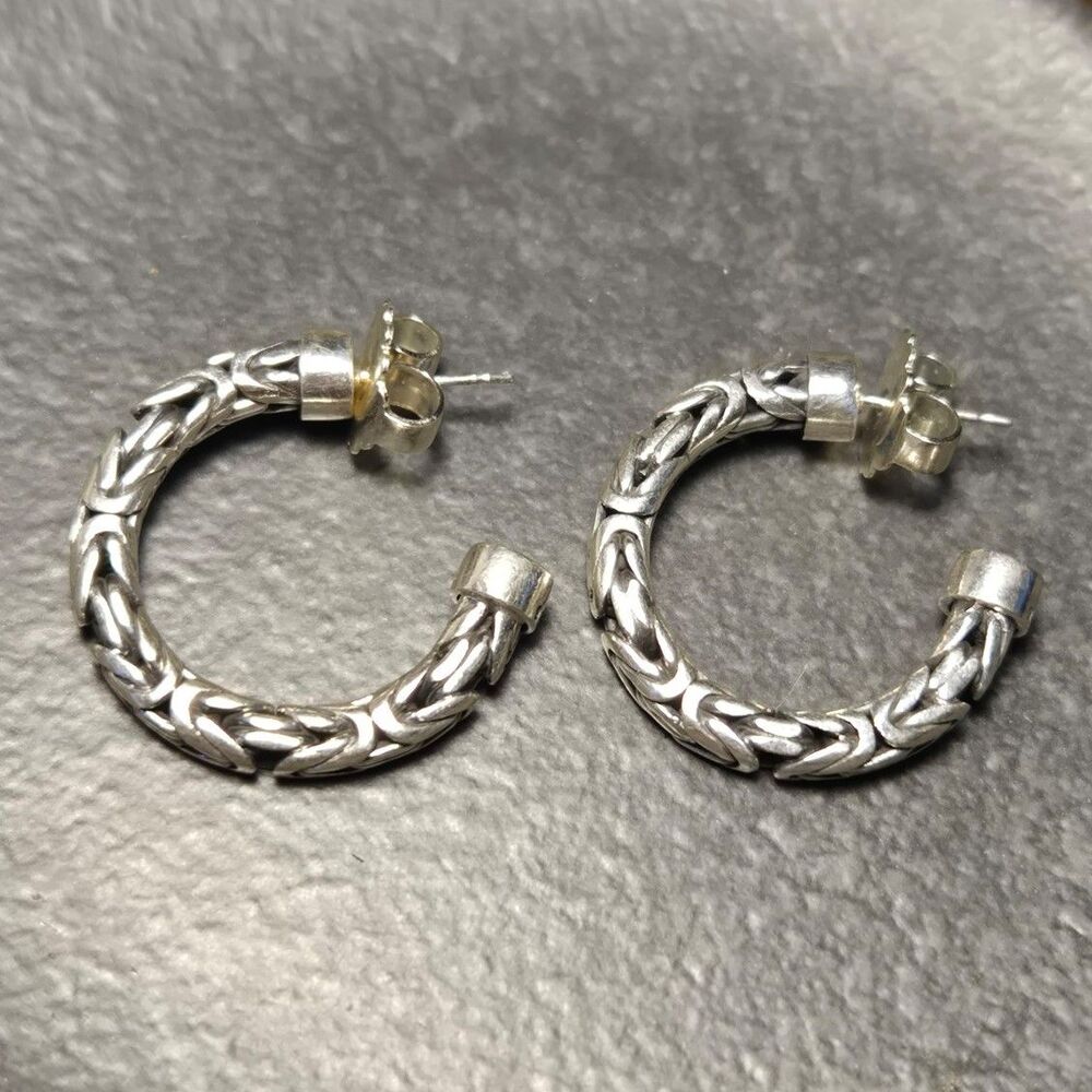 Gorgeous Heavy Stud Intricate Sterling Silver Earrings